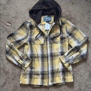 Brooklyn Cloth Yellow and Brown Plaid Hooded Jacket